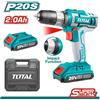 Total TRAPANO AVVITATORE A PERCUSSIONE 2 BATTERIA A LITIO 20V 2.0Ah TOTAL