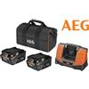 AEG KIT SET BATTERIA CARICABATTERIE 2 BATTERIE 5.0Ah 18V + BORSA SETLL1850SHD AEG