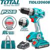 TOTAL TRAPANO AVVITATORE A BATTERIA + 2 BATTERIE 20V 2Ah LITIO RICARICABILI+ACC.