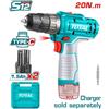 Total TRAPANO AVVITATORE A BATTERIA 12 V - 20 Nm + 2 BATTERIE 1,5Ah TYPE-C TOTAL