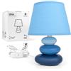 Urban Lifestyle Lampada da Comodino Lina(Blu) Lampada da Tavolo in Ceramica con Paralume in