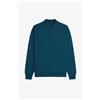 Fred Perry 🔵 Fred Perry - Polo in maglia manica lunga K4535 Z23 DarkPetrol Uomo New FW25