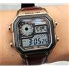 Casio Orologio digitale Casio AE-1200WHL-5A retrò quadrato oro marrone casual da...