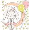 Ambiance Sticker Adesivi a forma di coniglio seduto sulla luna con 30 stelle
