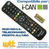 BRAVO TELECOMANDO UNIVERSALE per DECODER SATELLITARE, DVB-T2 I-CAN ICAN SCEGLI MODELLO