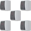 REV AquaForm - Set di 5 interruttori per riscaldamento per ambienti umidi, IP44, a due poli, a parete, colore: Grigio