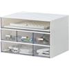 MILULUGO Organizer da scrivania con 6 cassetti, organizer per trucchi, organizer per cosmetici in plastica, scatole per organizzare il bagno, scatola portaoggetti da scrivania (bianco)
