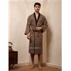 Fatto a mano Cotone Indiano Accappatoio Kimono per Uomo Stampato Vestaglia Boemo Riposo Lungo
