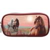 Depesche 13683 Miss Melody Dreamland - Astuccio in Color Berry, con Motivo di Cavalli, portamatite con Tasca in Rete
