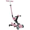 Globber - GO-UP DELUXE LIGHTS ECO 360 - monopattino evolutivo a 3 ruote con seduta girevole a 360°, poggiapiedi, luci LED e materiali sostenibili, per bambini da 15 mesi a 6 anni - rosa bacca