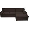 DOMO. collection Divano angolare a forma di L con funzione sleep divano moderno piccolo angolo imbottito divano letto 245 x 155 x 78 cm (LxPxH), marrone