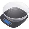 EMOS Bilancia da cucina con scala/bilancia digitale con display LCD retroilluminato/funzione tara/bilancia alimentare/bilancia elettronica/precisione fino a 1 g/portata 5 kg, nera, 22,3 x 19,8 x 2 cm