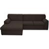 DOMO. collection Divano angolare a forma di L con funzione sleep divano moderno piccolo angolo imbottito divano letto 245 x 155 x 78 cm (LxPxH), marrone