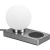 RL LIVE YOUR LIGHT Reality, Lampada tavolo, Chloe 1xE14, max.40,0 W Vetro, Bianco, Finitura: Metallo, Nichel opaco L:20,0cm, L:10,0cm, A:15,0cm ON/OFF Touch,Stazione di carico induttivo,IP20,Senza illuminante