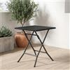 VivaGarden Tavolo da Giardino Pieghevole Acciaio/Rattan PE 61x61x73 Nero Levante VivaGarden
