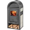 BricoShop24 Stufa a Legna 8kW Beige con Vano Legna Maniglia Anti-Scottatura Ghisa