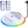 AKUMA Cyber A03 Support Vertical pour Playstation 5 Slim Disc et Playstation 5 Slim Digital Avec lumière RVB et 2 Ports USB pour Charger Les manettes - Blanc