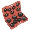 GrecoShop Chiavi per filtro olio a tazza/bussola set 15 pz in valigetta