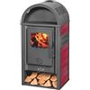 BricoShop24 Stufa a Legna 8kW Bordeaux Acciaio Ghisa con Vano Portalegna