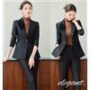 Tailleur Nero Donna Elegante Con Giacca Monopetto E Fiore Applicato CF57986