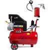 Compressore Aria 24Lt 15000W 2HP Max 8Bar Doppio Manometro Lubrificato Accessori