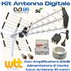 Wttelettronica Kit Antenna TV DVB-T2 UHF Esterna Digitale Terrestre Con Amplificatore da Palo !