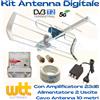Wttelettronica Kit Antenna TV DVB-T2 UHF Esterna Digitale Terrestre Con Amplificatore da Palo !