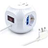 Ewent Multipresa Cubo con 3 Prese Schuko, 2 USB-A e 1 USB-C, Spina Italiana 16A, Cavo 1,5 m, Protezione da Sovratensione, Multipresa per Casa e Ufficio, Nera