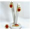 PARURE IN ORO 18 Kt CORALLO E FILIGRANA ORECCHINI ANELLO E CIONDOLO OGFR 04