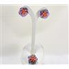 PARURE ORO 18 kt FIORE AMETISTA 20 mm CORALLO ROSA ORECCHINI CIONDOLO OGFR 066