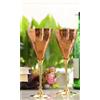 VILLA D'ARTE INDIANA 2 bicchieri da champagne di design in rame con supporto in ottone, stoviglie,...