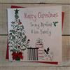 White Cotton Cards Bianco Carte Cotone Buon Natale a Mio Fratello e Sua Albero e Regali a Forma di Mano Family Card