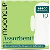Mooncup® Assorbenti per flusso medio/giorno con ali, cotone biologico ultra morbido, 10 assorbenti