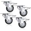 Voluker 4 Pcs 75mm Ruote per mobili, Rotelle Girevoli con freno, Portata 400 kg,Nero