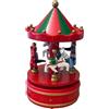 Carillon giostra di Natale rossa in legno con cavalli decorativi musica festiva