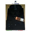 RIONERO Camicia uomo nera manica lunga button down nero tinta unita 100% cotone