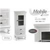 _ VETRINA VETRINETTA SHABBY CHIC ANTA 2 CASSETTI BIANCO PERLA MODERNA 100*40*30cm