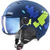 uvex rocket jr visor, casco da sci robusto per bambini, con visiera, regolazione individuale delle dimensioni, white, black matt, 54-58 cm