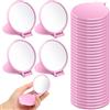 Saysurey 24 mini specchi compatti rotondi, portatili, pieghevoli, tascabili, da viaggio, per donne e ragazze, per uso quotidiano, 7,1 x 6,1 cm (rosa)