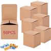 HERCHR Catole Regalo in Carta Kraft 50 Pezzi 5x5x5cm,Scatoline Carta Kraft M