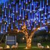 aglow.it Luci di natale a Pioggia Meteoriti 360 Led solare tubo natalizio blu luce