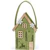 Mopec NA153 Cesto Feltro casa Verde Dettagli Legno 9x23x7cm.