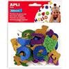 APLI Kids 13487 - Sacchetto forme EVA adesivo glitter forme lettere colore, 52 pz