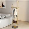 FJANKUI Appendiabiti dorato con base in marmo multifunzionale, Porta Cappotti per camera da letto, appendiabiti mobile e resistente, per organizzare vestiti, scarpe, borse