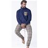 Karelpiu Pigiama Uomo Invernale in Pile Coral Caldo - Blu/Jeans - Taglie M-XXL