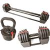 Toorx Set 3 in 1 Manubrio Bilanciere e Kettlebell a Carico Regolabile 1-18 kg
