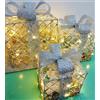 AD-TREND Set 3 Pacchi Regalo Natalizi Natale Argento Oro 45 Luci LED Batterie Incluse