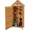 FANTASK Armadio da giardino in legno, 177 x 80 x 45 cm, per attrezzi da giardino, resistente alle intemperie, capanno da giardino, capanno in legno con tetto a due falde