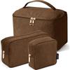 MAGEFY - Trousse da trucco per borsa, set da 2 pezzi in velluto a coste per ragazze e donne, piccola trousse da viaggio con cerniera (beige)