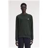 Fred Perry 🔵Fred Perry - Felpa Girocollo M7535 VerdeNotte-Bianco-T50 Uomo New FW25
